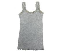 RAGNO Canotta a costine spalla larga in pizzo elasticizzato lana merino e seta art. 70183W - 3, Grigio