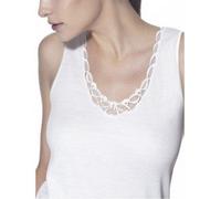 RAGNO Canotta donna SPALLA LARGA pizzo lana merino fuori cotone sulla pelle 071