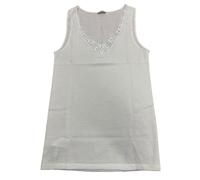 RAGNO canottiera donna spalla larga lana merino e cotone con inserto in pizzo art. D219A2-5, Bianco