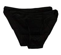 RAGNO Confezione 2 Slip Vita Bassa Donna Filo di Scozia Bordato Liscio Mutande Bipack Articolo 07102M Filo di Scozia Slip Mini, 020KB Nero, L