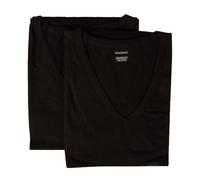 RAGNO Confezione 2 t-Shirt Uomo Maglietta Intima Manica Corta Camiciola Scollo V Cotone Bipack Articolo 601418, 020B Nero, S