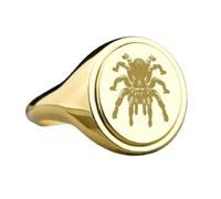 Ragno in argento sterling 925 | Anello placcato in oro | Anelli con sigillo ovali 15x13 mm | Misura della fascia US 5-12,5 Avelaibal | LKDR_0547