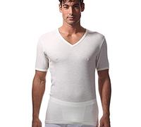 Ragno Maglia Uomo Manica Corta 100% Lana Merino Scollo V art.60038 (BIANCO LANA, Tg.3°)