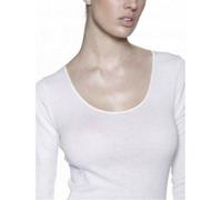 RAGNO Maglietta donna MANICA LUNGA lana e seta 074029 bordino in raso BIANCO o N