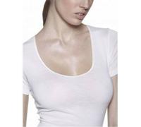 RAGNO Maglietta donna MEZZA MANICA lana e seta 074027 bordino in raso BIANCO o N