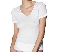 Maglia intima manica corta RAGNO lana merino seta donna 74027 bianco nero