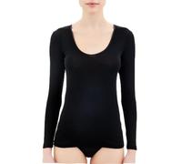 RAGNO Camiciola Donna Manica Lunga 85% Lana Merino e 15% Seta Articolo 074029, 020 Nero, 6-SESTA (EU XL - F 5 - USA L - GB 38)