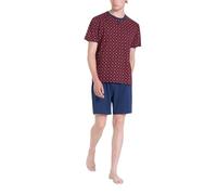 RAGNO Pigiama Corto Serafino Stile Cravattier in Jersey di Cotone U887ND (IT, Numero, 54, Regular, Regular, Biking Red Cravatier)