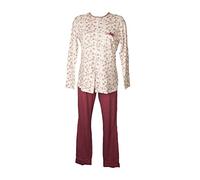 RAGNO Pigiama Donna Aperto Davanti con Bottoni Girocollo Manica Lunga Pantalone Lungo Caldo Cotone Invernale Articolo DA48N6, 066F Fantasia Camelia, Taglia 48