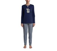 RAGNO Pigiama Donna Collo Serafino Caldo Cotone Invernale Pantalone con Polsino Articolo DR56N1