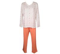 RAGNO Pigiama Donna Cotone Collo Serafino Manica Lunga Pantalone Lungo Articolo D252N1, 088F Fantasia Albicocca, Taglia 50