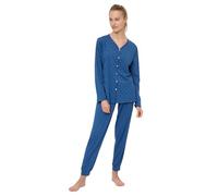 RAGNO Pigiama donna in puro cotone aperto davanti art. a12f - 48, Blu