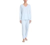 RAGNO Pigiama Donna Lungo Tinta Unita Donna. Casacca con Scollo a V, Maniche Lunghe, Delicato Bordo in Tulle a Contrasto Che sottolinea Il Collo. Pantalone Coordinato in Tinta Unita, Lungo con pols.