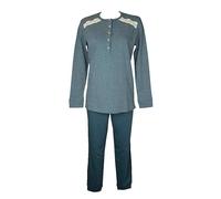 RAGNO Pigiama Donna Serafino Manica Lunga Pantalone Lungo Caldo Cotone Invernale Interlock Articolo DI77NI, 834F Fantasia Real Teal, 44