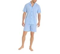 RAGNO Pigiama Uomo Aperto Corto Jersey di Cotone UA29NH (IT, Numero, 52, Regular, Regular, Celeste (Bianco))