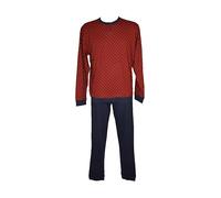 RAGNO Pigiama Uomo Cotone Estivo Collo Serafino Maglia e Pantaloni Lunghi con Polsini Articolo U909N1, B37F Fantasia Biking Red, Taglia 50