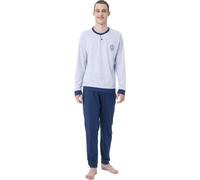 RAGNO Pigiama uomo in puro cotone con polsini art. U646N1-50, Celeste