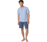 RAGNO Pigiama uomo in puro cotone manica corta pantalone bermuda art. U804ND2-54, Celeste