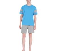 RAGNO Pigiama uomo in puro cotone manica corta pantalone corto art. U901ND - 52, Celeste