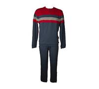 RAGNO Pigiama Uomo Interlock Caldo Cotone Invernale Manica Lunga Collo Serafino Pantalone e Maglia con Polsini Articolo U534N1, 117F Fantasia Marino, 48