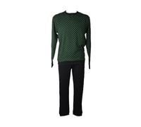 RAGNO Pigiama Uomo Interlock Caldo Cotone Invernale Manica Lunga Collo Serafino Pantalone e Maglia con Polsini Articolo U956N1, C25F Fantasia Trekking Green cravatier, Taglia 54
