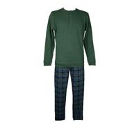 RAGNO Pigiama uomo in cotone caldo pantalone scozzese art. U698N1-52, Verde foresta