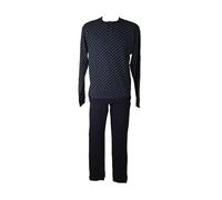 RAGNO Pigiama Uomo Interlock Caldo Cotone Invernale Manica Lunga Collo Serafino Pantalone e Maglia con Polsini Articolo U956N1, C36F Fantasia Naval accademy cravatier, Taglia 48