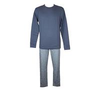 RAGNO Pigiama Uomo Interlock Caldo Cotone Invernale Manica Lunga Girocollo Articolo U838NQ, A30F Fantasia Bijou Blue, Taglia 52