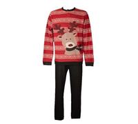 RAGNO Pigiama Uomo Invernale Eco Pile Punto Milano Collo Serafino Maglia e Pantaloni con Polsini Articolo U784N1, 704F Fantasia Chili Pepper, Taglia 54