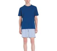 RAGNO Pigiama uomo in puro cotone girocollo manica corta pantalone scozzese art. U899NC - 54, Blu