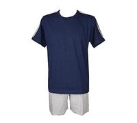 RAGNO SPORT Pigiama Uomo Manica Corta Pantalone Corto Collo Serafino Cotone Articolo U320ND, 516F Fantasia Blueberry, 50