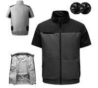 RAGOPILEN Giacca ventilata, Gilet di Raffreddamento Elettrico da Uomo con 2 ventole da 5,4 V, Dimensioni Multiple(Style 11,3XL)