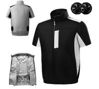 RAGOPILEN Giacca ventilata, Gilet di Raffreddamento Elettrico da Uomo con 2 ventole da 5,4 V, Dimensioni Multiple(Style 6,3XL)