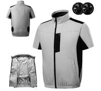 RAGOPILEN Giacca ventilata, Gilet di Raffreddamento Elettrico da Uomo con 2 ventole da 5,4 V, Dimensioni Multiple(Style 5,4XL)