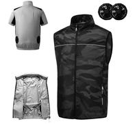 RAGOPILEN Giacca ventilata, Gilet di Raffreddamento Elettrico da Uomo con 2 ventole da 5,4 V, Dimensioni Multiple(Style 8,4XL)