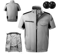 RAGOPILEN Giacca ventilata, Gilet di Raffreddamento Elettrico da Uomo con 2 ventole da 5,4 V, Dimensioni Multiple(Style 1,L)