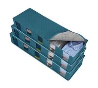 RAGOPILEN Scatola per riporre, Set di 3 grandi organizer sottoletto, for ordinare e riporre vestiti e scarpe(Blue)