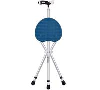 RAGOPILEN sedia pieghevole, Bastone da passeggio 2 in 1 con seduta e luce LED, pieghevole, altezza regolabile, blu/marrone(Blue Color)