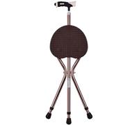 RAGOPILEN sedia pieghevole, Bastone da passeggio 2 in 1 con seduta e luce LED, pieghevole, altezza regolabile, blu/marrone(Brown Color)