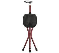 RAGOPILEN sedia pieghevole, Bastone da passeggio con seduta e luce LED, altezza regolabile a 5 velocità, pieghevole, rosso, 23,4x(87-97) cm