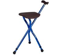 RAGOPILEN sedia pieghevole, Bastone da passeggio triangolare con altezza regolabile a 5 livelli, sedia con stampelle antiscivolo, colore azzurro, 33x5x83 cm