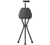 RAGOPILEN sedia pieghevole, Sedia a stampelle a 4 velocità con sedile e luce LED, nera, dimensioni da piegata 27,5x88-96 cm, supporta 200 kg.
