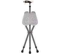 RAGOPILEN sedia pieghevole, Sedia con stampelle regolabile in altezza, sgabello in canna, bastone da passeggio pieghevole a LED, 31,5x80-90 cm, nero, marrone e grigio(Gray Color)
