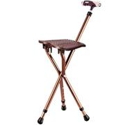 RAGOPILEN sedia pieghevole, Sedia con stampelle regolabile in altezza, sgabello in canna, bastone da passeggio pieghevole a LED, 31,5x80-90 cm, nero, marrone e grigio(Brown Color)
