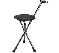 RAGOPILEN sedia pieghevole, Sgabello da passeggio pieghevole con luce, altezza regolabile 34,2-38,2 pollici, capacità di carico 440 libbre, multicolore, 24x87-97 cm(Black Color)