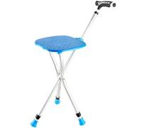 RAGOPILEN sedia pieghevole, Sgabello da passeggio pieghevole con luce, altezza regolabile 34,2-38,2 pollici, capacità di carico 440 libbre, multicolore, 24x87-97 cm(Blue Color)