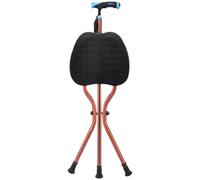 RAGOPILEN sedia pieghevole, Sgabello da passeggio pieghevole regolabile marrone con luce LED, 28x85-93 cm