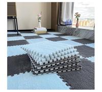 RAGOPILEN Tappeto morbido per gattonare, Confezione da 80 piastrelle for moquette in schiuma ad incastro multicolori da 0,23-0,39 pollici(Light Blue+gray,0.23 inch)