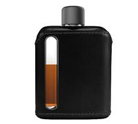 Ragproper Fiaschetta moderna in vetro, resistente rivestita in pelle, per whisky, liquori e altri liquori, ideale per uomini e donne (colpo singolo da 100 ml, pelle nero)
