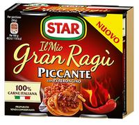 STAR Il Mio GranRagù Piccante, 2 x 180g, ragù tradizionale, 100% carne italiana controllata, con aggiunta di peperoncino. Senza conservanti e senza glutine.